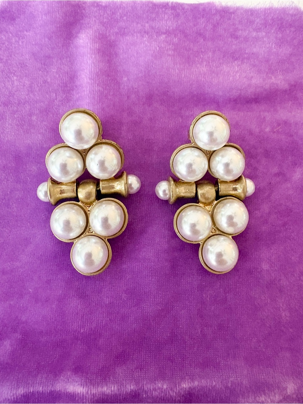 Pearl Cluster Gold-Trim Post Earrings, Coastal Preppy Earrings